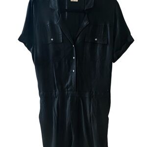 Hollister Black Button-Up Jumpsuit Size L | Casual Chic Utility Jumpsuit Pockets
